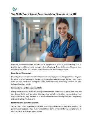 Top Skills Every Senior Carer Needs for Success in the UK