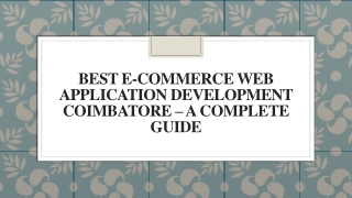 Best E-commerce Web Application Development Coimbatore – A