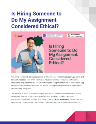 Is Hiring Someone to Do My Assignment Considered Ethical