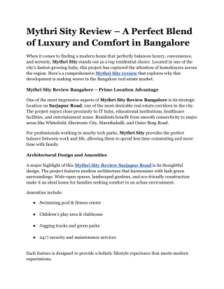 Mythri Sity Review – A Perfect Blend of Luxury and Comfort in Bangalore
