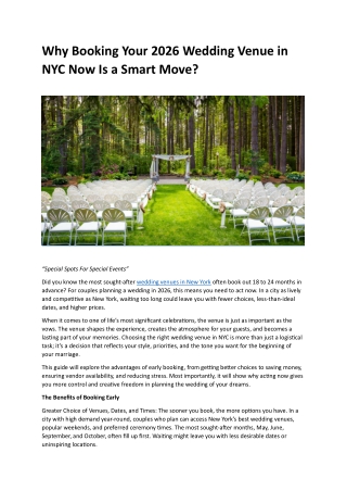 Why Booking Your 2026 Wedding Venue in NYC Now Is a Smart Move