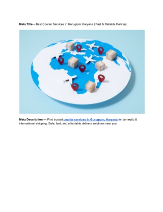 _Best Courier Services in Gurugram Haryana _ Fast & Reliable Delivery