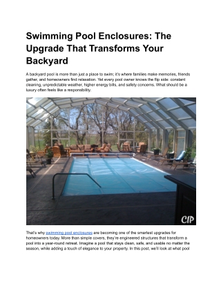 Swimming Pool Enclosures_ The Upgrade That Transforms Your Backyard