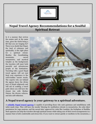 Nepal Travel Agency Recommendations for a Soulful Spiritual Retreat