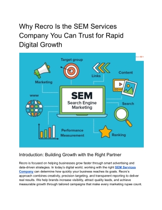 Why Recro Is the SEM Services Company You Can Trust for Rapid Digital Growth