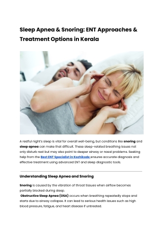 Sleep Apnea & Snoring_ ENT Approaches & Treatment Options in Kerala