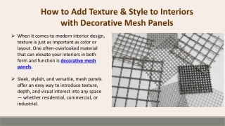 How to Add Texture and Style to Interiors with Decorative Mesh Panels