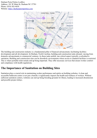 Why Building Websites in Durham Depend On Portable Toilet Rentals