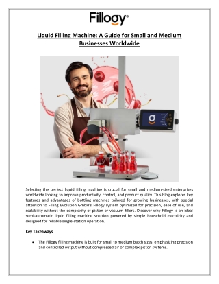 Filling Evolution GmbH - Liquid Filling Machine A Guide for Small and Medium Businesses Worldwide