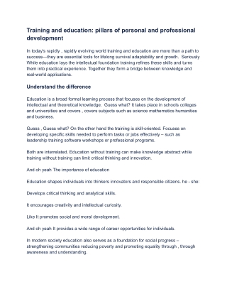 Training and Education: Building Knowledge and Skills for Growth