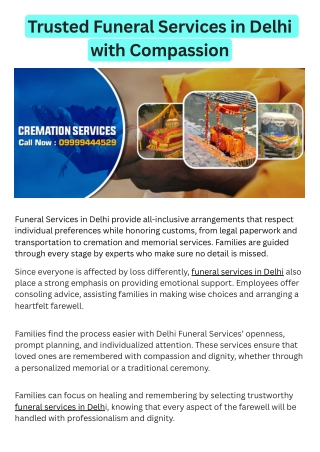 Trusted Funeral Services in Delhi with Compassion