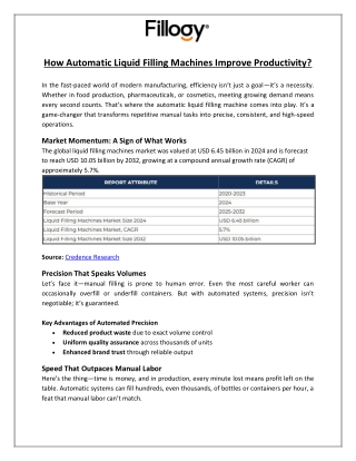 Filling Evolution GmbH - How Automatic Liquid Filling Machines Improve Productivity