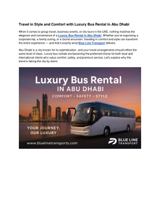 Travel in Style and Comfort with Luxury Bus Rental in Abu Dhabi