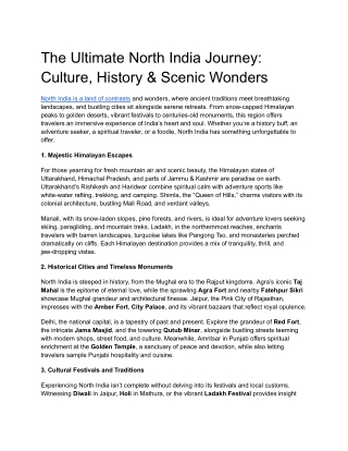 The Best of North India: A Journey Through Culture, History & Scenery