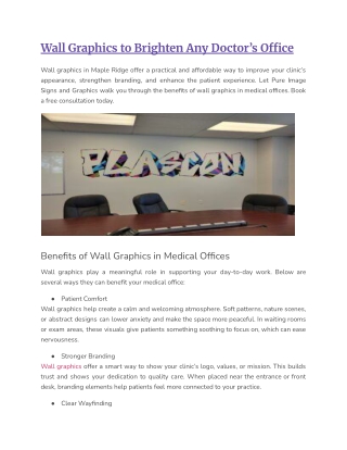 Wall Graphics to Brighten Any Doctor’s Office