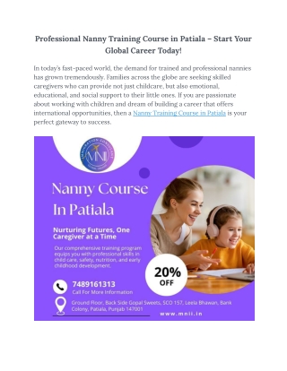 Nanny Course in Patiala – Build a Bright Career with MNII Training Institute