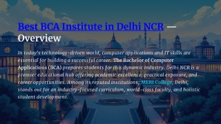 Best BCA Institute in Delhi NCR Overview