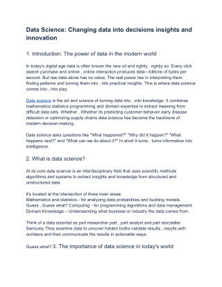 Data Science: Turning Information into Insight and Innovation