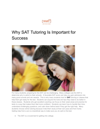 Why SAT Tutoring is Important for Success