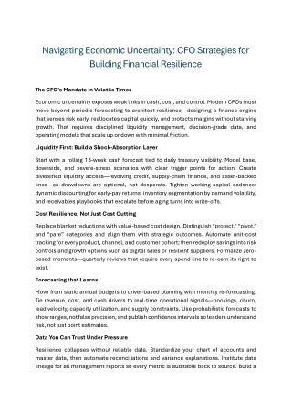 Navigating Economic Uncertainty CFO Strategies for Building Financial Resilience