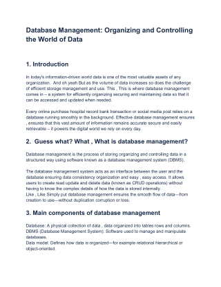 Database Management: The Backbone of Organized and Secure Data Systems