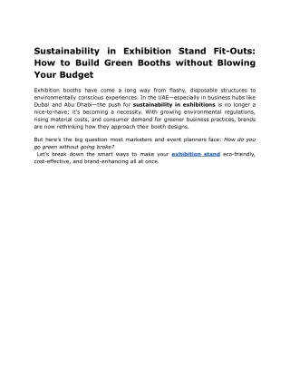Sustainability in Exhibition Stand Fit-Outs