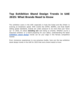Top Exhibition Stand Design Trends in UAE 2025