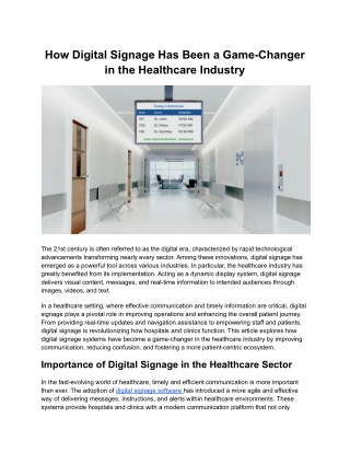 How Digital Signage Has Been a Game-Changer in the Healthcare Industy