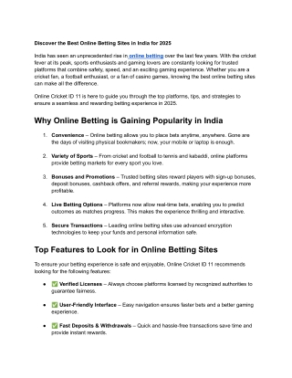 Discover the Best Online Betting Sites in India for 2025