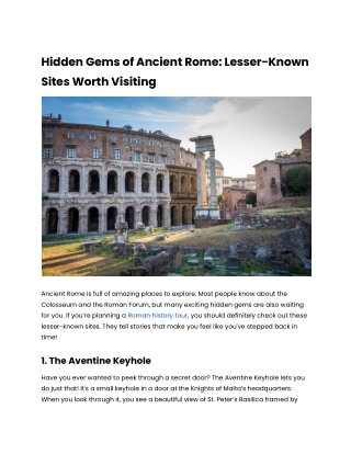 Hidden Gems of Ancient Rome_ Lesser-Known Sites Worth Visiting