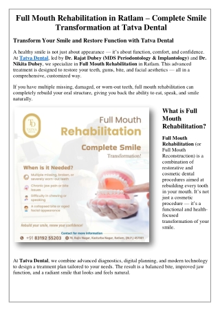 Full Mouth Rehabilitation in Ratlam