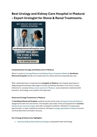 Best Urology and Kidney Care Hospital in Madurai Expert Urologist for Stone & Renal Treatments