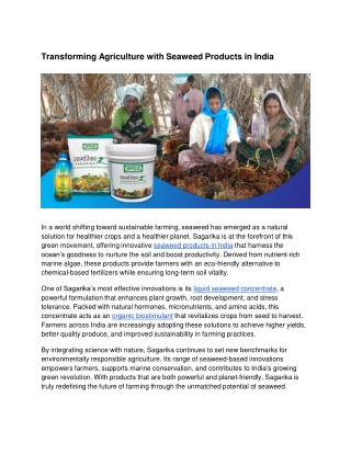 Transforming Agriculture with Seaweed Products in India