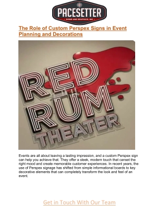 The Role of Custom Perspex Signs in Event Planning and Decorations