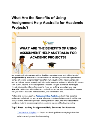 What Are the Benefits of Using Assignment Help Australia for Academic Projects