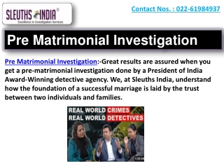 pre matrimonial investigation