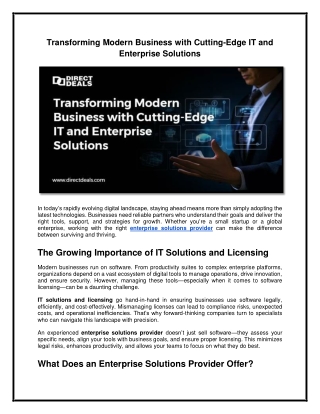 Transforming Modern Business with Cutting-Edge IT and Enterprise Solutions