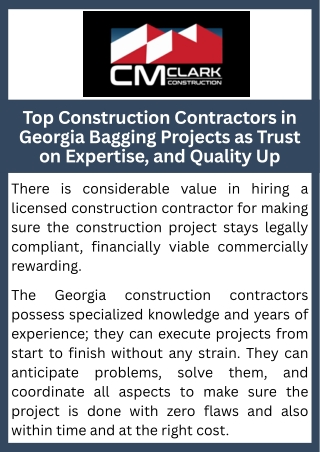 Top Construction Contractors in Georgia Bagging Projects as Trust on Expertise, and Quality Up