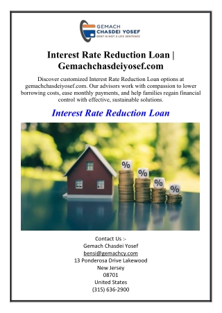 Interest Rate Reduction Loan | Gemachchasdeiyosef.com