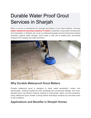 Durable Water Proof Grout Services in Sharjah