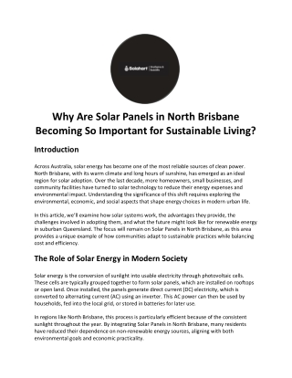 Why Are Solar Panels in North Brisbane Becoming So Important.