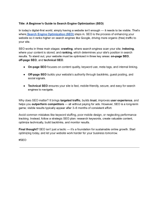 Untitled documentA Beginner’s Guide to Search Engine Optimization (SEO)