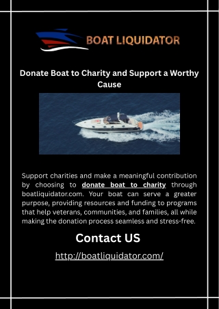 Donate Boat to Charity and Support a Worthy Cause