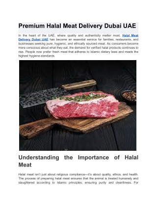 Premium Halal Meat Delivery Dubai UAE