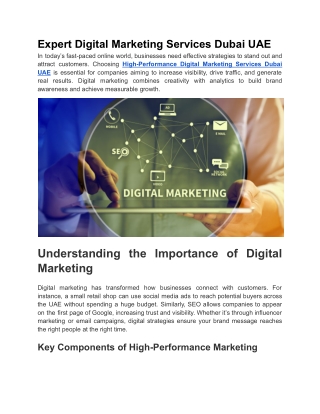 Expert Digital Marketing Services Dubai UAE