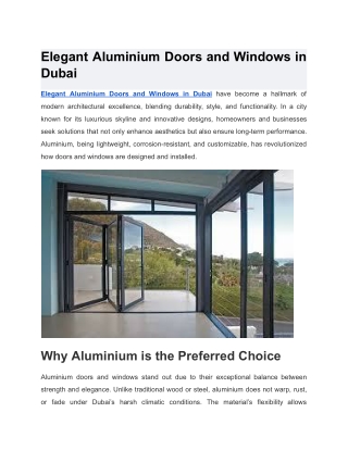 Elegant Aluminium Doors and Windows in Dubai