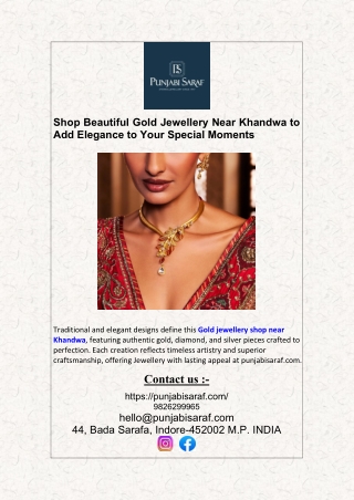 Shop Beautiful Gold Jewellery Near Khandwa to Add Elegance to Your Special Moments