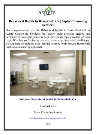 Behavioral Health In Bakersfield Ca  Aspire Counseling Services