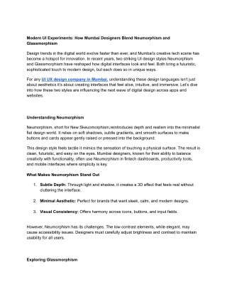 Modern UI Experiments: How Mumbai Designers Blend Neumorphism and Glassmorphism