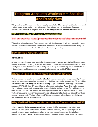 Telegram Accounts Wholesale — Scalable And Ready Now